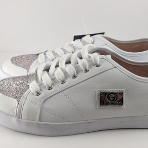 GUESS White Low Top Pink Glitter Mallory7 sneakers
